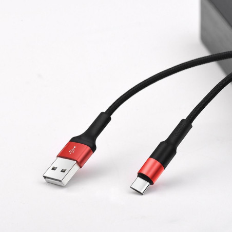 Kabel Hoco USB A na USB C 2A 1 m – černý/červený