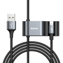 BASEUS CALHZ-01 Dvouportový USB Hub s Lightning kabelem 1,5m pro zadní sedadla automobilu, černý
