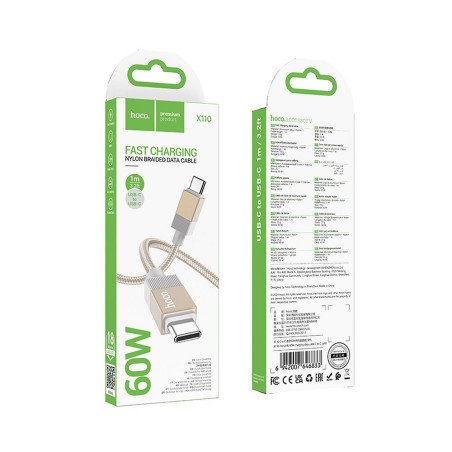 Kabel Hoco X110 pro USB-C zařízení 1 m - zlatý