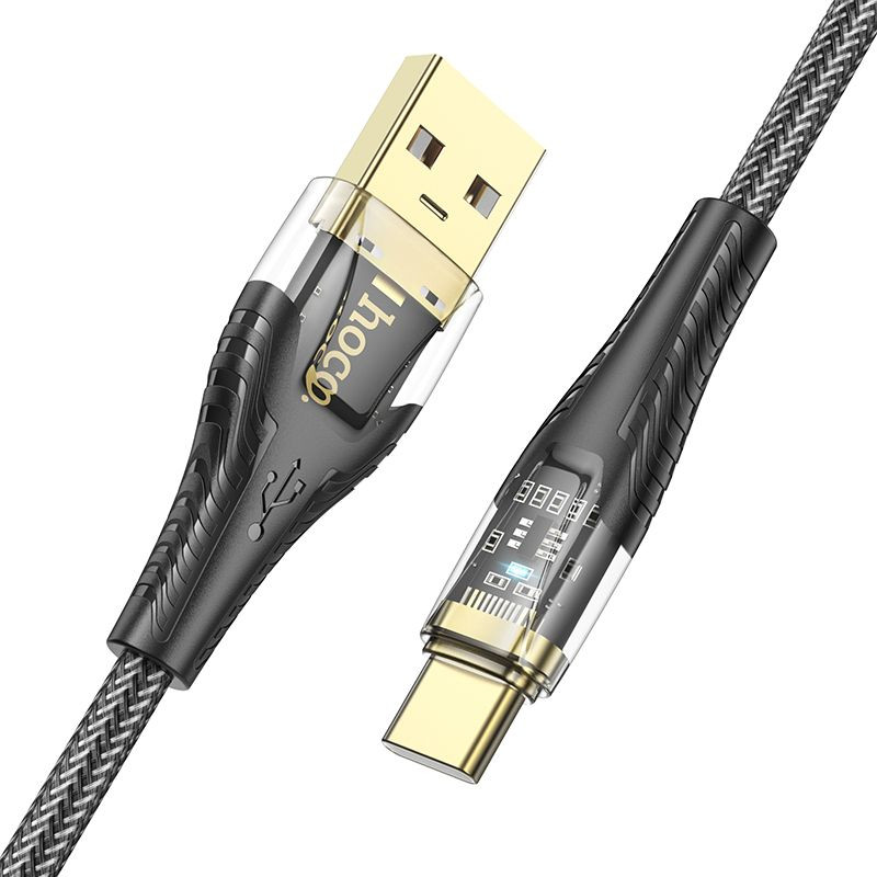 Kabel Hoco U121 pro zařízení USB-A na USB-C - černý průhledný