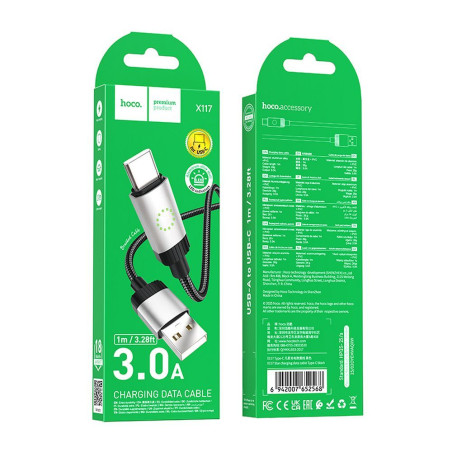 Kabel Hoco USB-A na USB-C 3A 1 m X117 černý