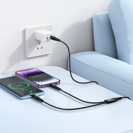 Kabel Hoco X123 2v1 USB-C + Lightning 1 m černý