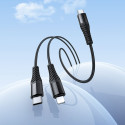 Kabel Hoco X123 2v1 USB-C + Lightning 1 m černý