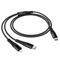 Kabel Hoco X123 2v1 USB-C + Lightning 1 m černý