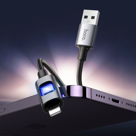 Kabel Hoco U144 LED pro iPhone 1,2 m - černý