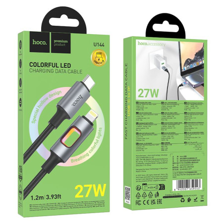 Kabel Hoco U144 USB-C to Lightning 27W 1,2 m černý