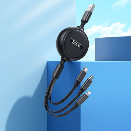 Kabel Hoco X75 3v1 2A 1m Lightning/MicroUSB/USB-C černý