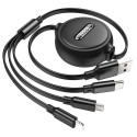 Kabel Hoco X75 3v1 2A 1m Lightning/MicroUSB/USB-C černý