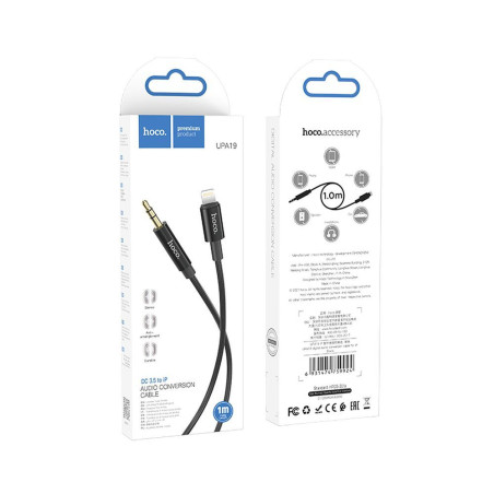 Kabel Hoco AUX Jack 3,5 mm to Lightning UPA19 pro iPhone 1 m - černá
