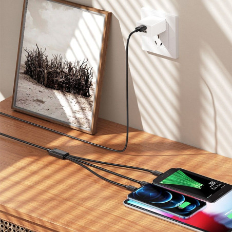 Kabel Hoco X74 3v1 USB-A (Lightning/Micro USB/USB-C) - černý