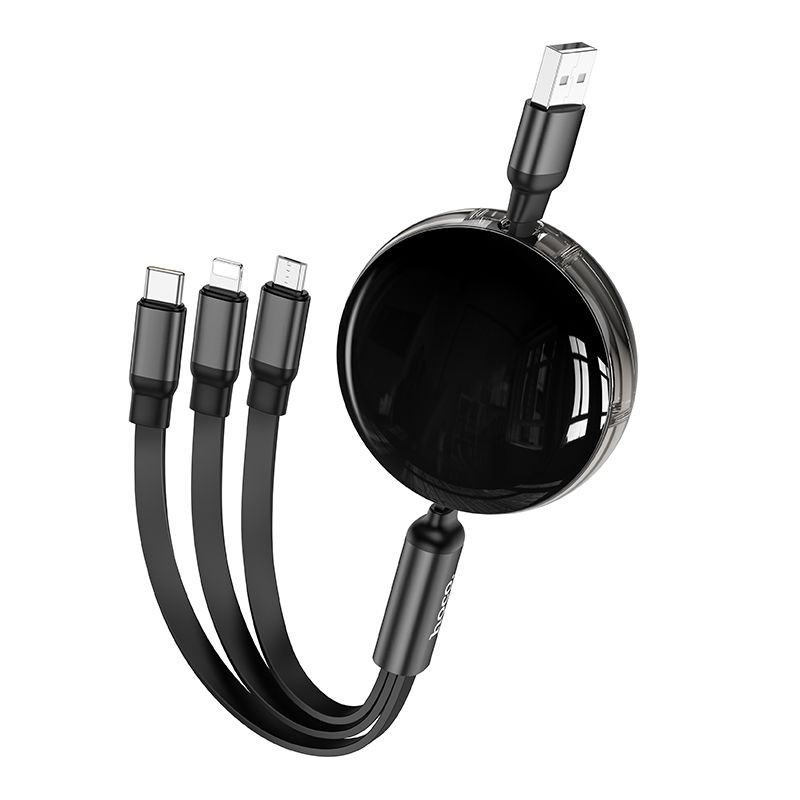 Kabel Hoco X78 3v1 pro nabíjení (Lightning / Micro USB / USB-C) 1 m - černý