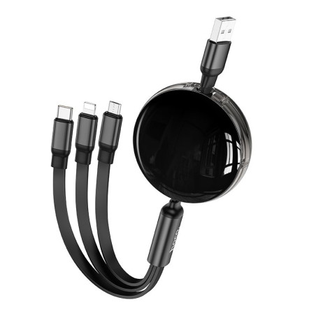 Kabel Hoco X78 3v1 pro nabíjení (Lightning / Micro USB / USB-C) 1 m - černý