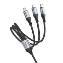 Hoco X102 3v1 kabel USB-A na Lightning/Micro USB/USB-C - černý