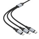 Hoco X102 3v1 kabel USB-A na Lightning/Micro USB/USB-C - černý