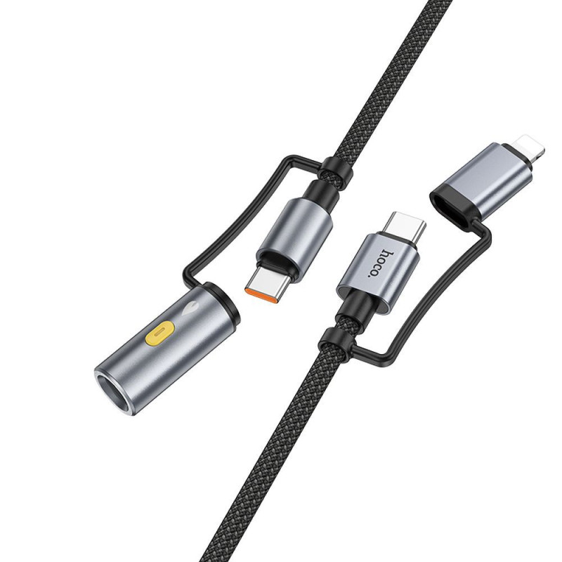 Kabel HOCO U138 3A 60W pro USB-C / Lightning do auta - šedý