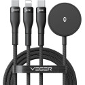 Kabel Veger V730 3v1 USB-C / Lightning / iWatch - black