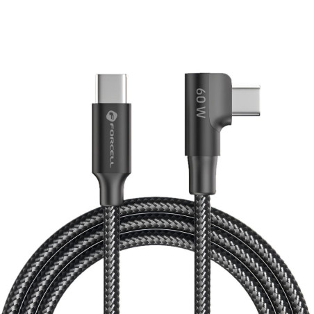 Kabel Forcell F-ENERGY QC4.0 PD 60W 90° 1,2 m USB-C - černý