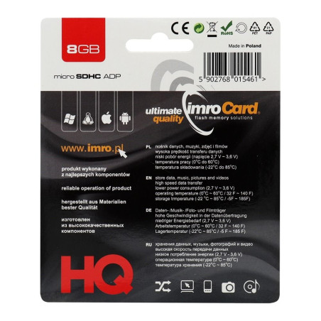 IMRO microSDHC 8GB s adaptérem SD