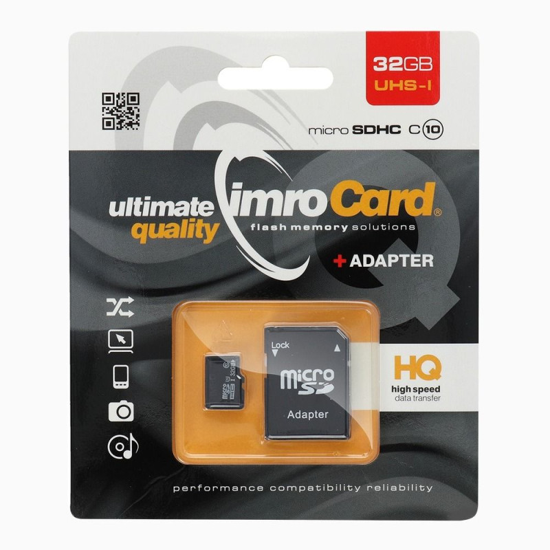 Paměťová karta IMRO microSDHC 32GB 100MB/s Class 10 UHS I s adaptérem SD