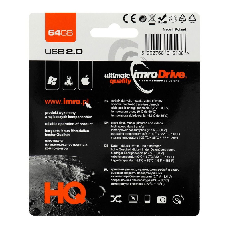 Flashdisk IMRO AXIS 64GB USB2.0 - stříbrná