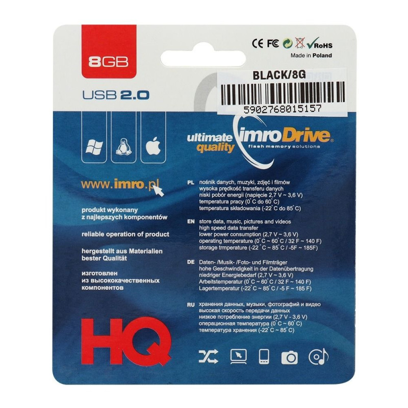 USB flash disk IMRO IMRO BLACK 8GB USB2.0 - černý