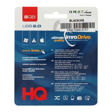 USB flash disk IMRO IMRO BLACK 8GB USB2.0 černý