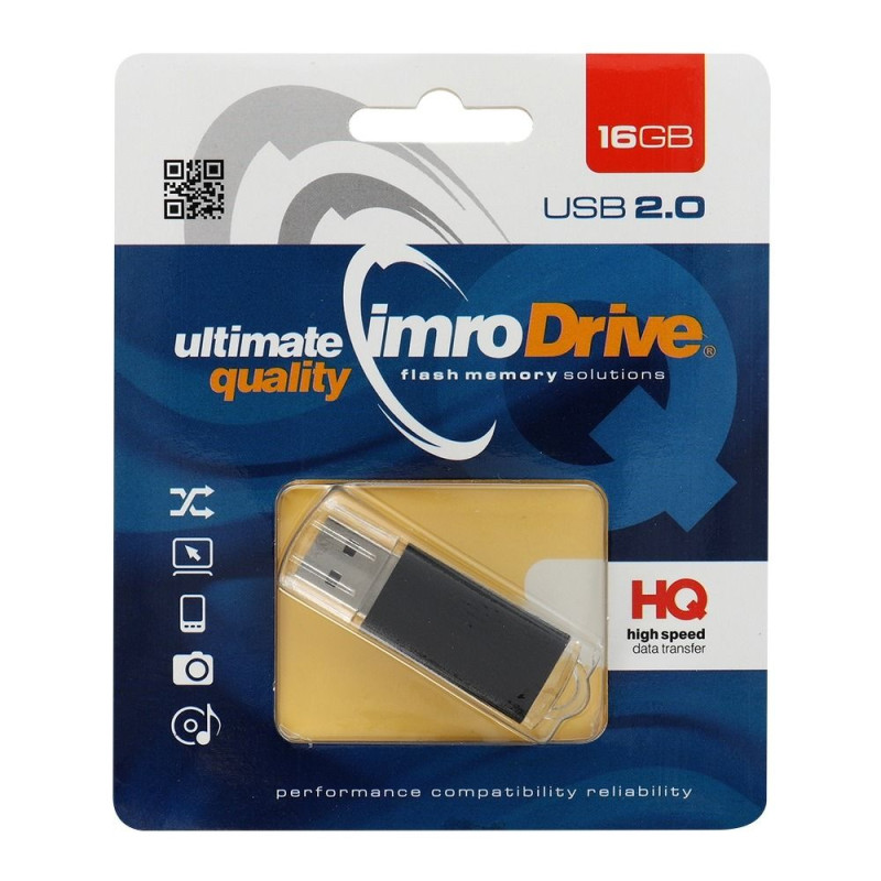 Flashdisk IMRO BLACK 16GB USB2.0 pro PC - černý