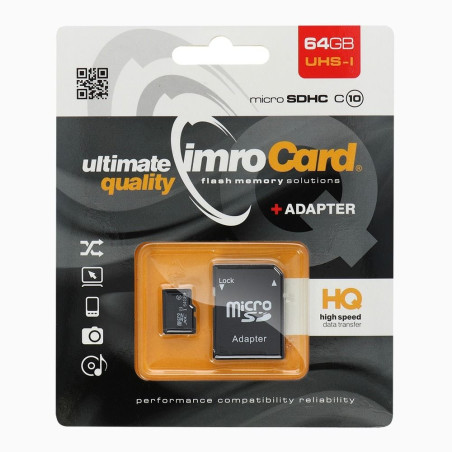 IMRO 64GB microSDXC/microSDHC 100MB/s Class 10 UHS I s adaptérem SD