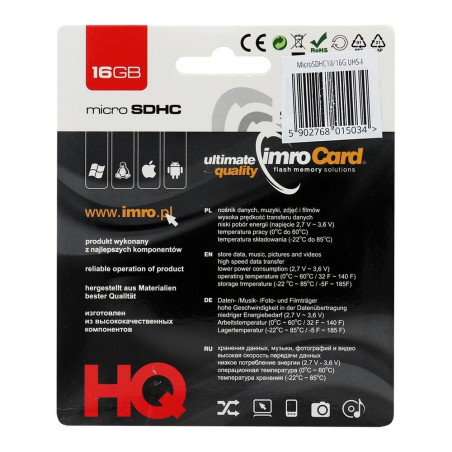 IMRO microSD 16GB 100MB/s Class 10 UHS-I