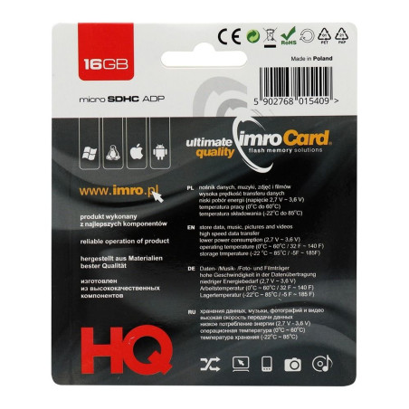 IMRO microSDHC 16GB s adaptérem SD