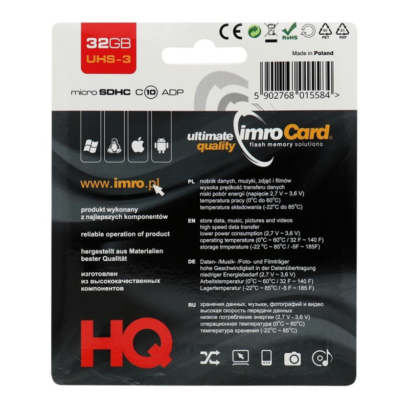 Paměťová karta microSD IMRO IMRO 32GB pro mobilní zařízení - s adaptérem (SD)