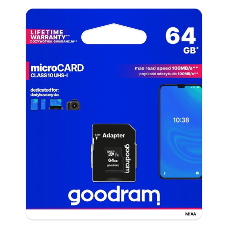 GOODRAM microSD 64GB 100MB/s UHS-I Class 10 s adaptérem SD