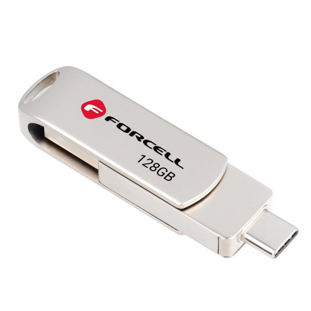 Forcell F-Data Metal Duo 128GB USB-A/USB-C stříbrná