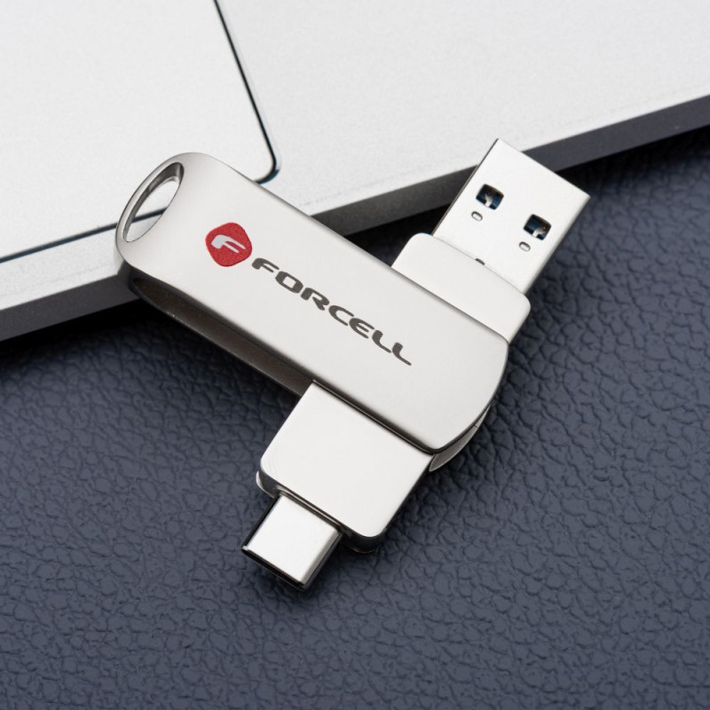 Pendrive Forcell F-Data Metal Duo 16GB pro 16GB - stříbrná