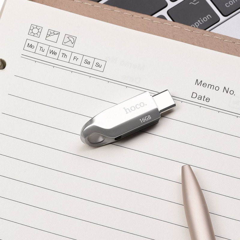 USB flash disk Hoco UD8 16GB (USB A + USB C) - perleťový nikl