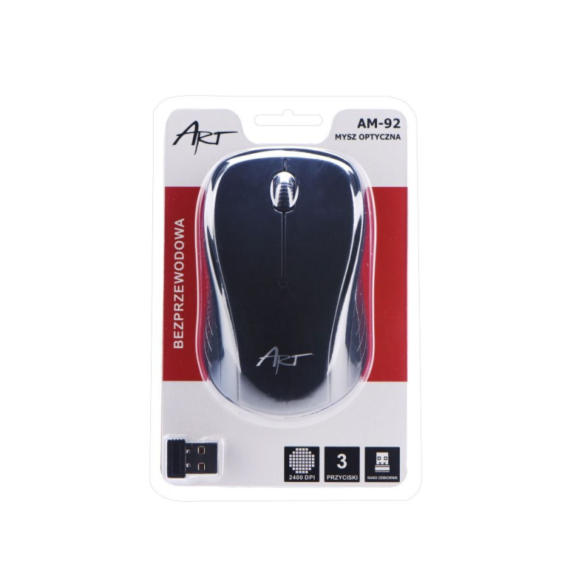 Bezdrátová myš ART AM-92 2400 dpi pro PC - černá