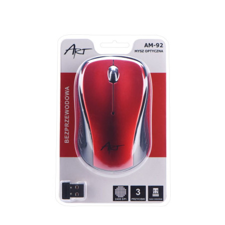 Bezdrátová myš ART AM-92 2400 dpi - červená