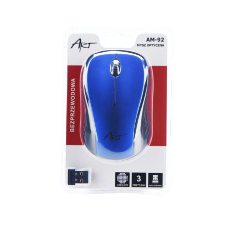 Bezdrátová myš ART AM-92 2400 dpi pro PC – modrá