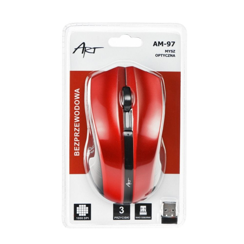 Bezdrátová myš ART 2,4G AM-97 pro PC a notebook - červená