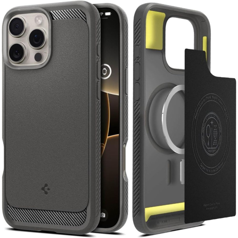 Spigen Rugged Armor MagSafe pouzdro pro iPhone 16 Pro Max – šedé