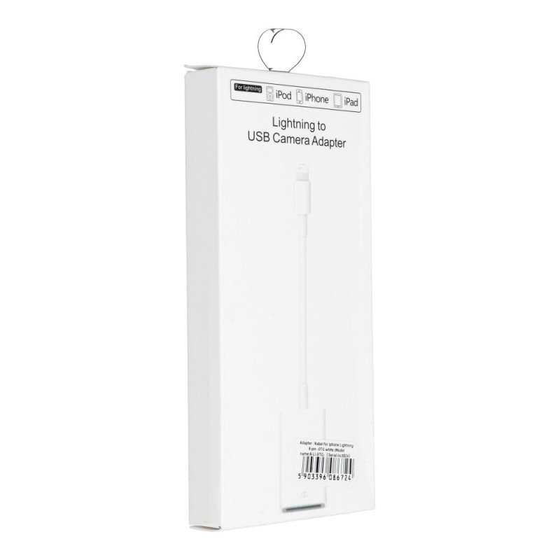Adaptér OTG USB-A (female) na Lightning (male) pro iPhone/iPad - bílý