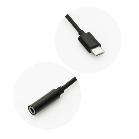 Adaptér AUX USB-C na Jack 3,5 mm černý