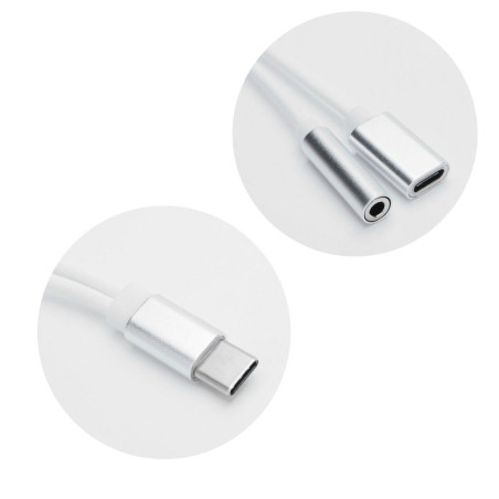 Redukce AUX 2v1 USB-C + Jack 3,5 mm - bílá