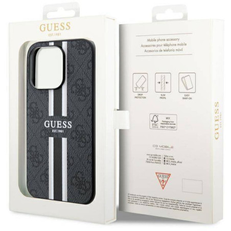 Kryt GUESS 4G Printed Stripes pro iPhone 14 Pro Max černý