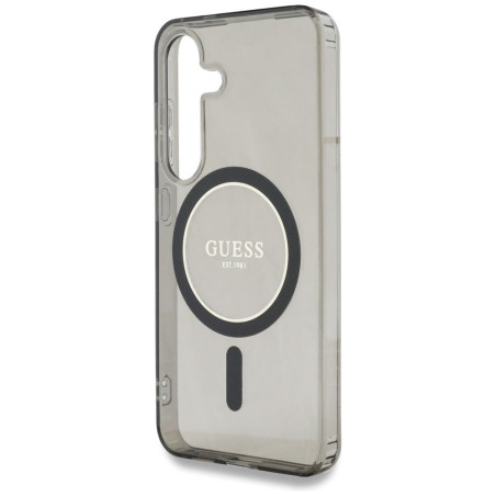 Kryt GUESS Glitter Circle MagSafe pro Samsung S25 - černý