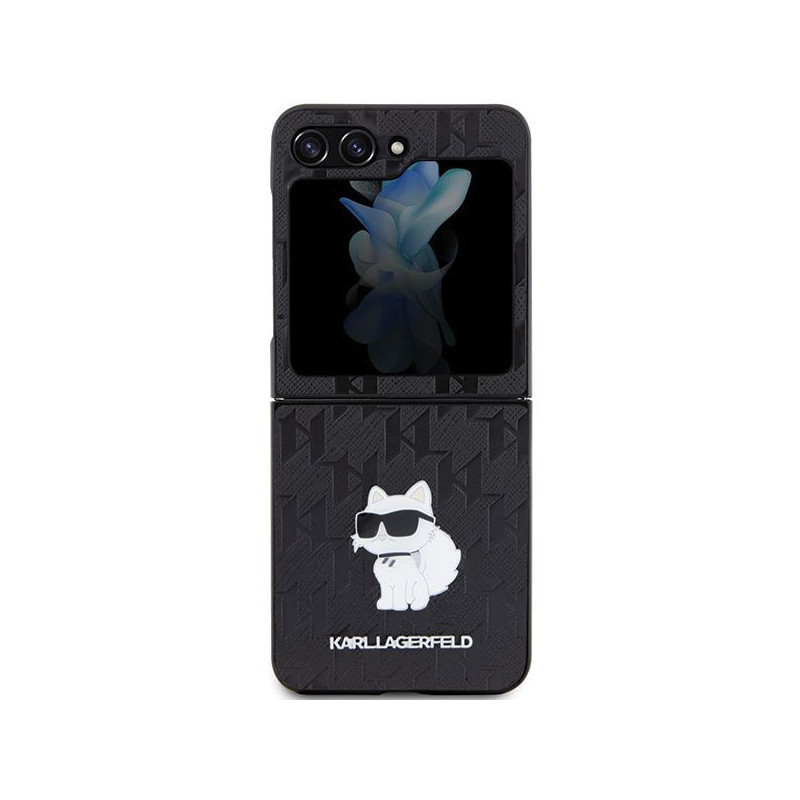 Pouzdro/Kryt Karl Lagerfeld pro SAMSUNG Z Flip 5 - black (Saffiano Mono Choupette)