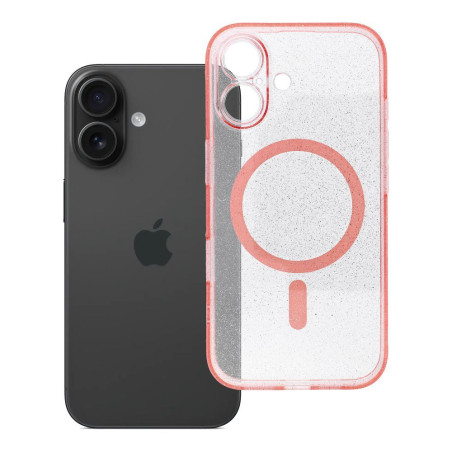 Kryt iPhone 16 MagSafe clear růžový glitter