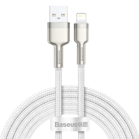 BASEUS CALJK-B02 Opletený datový a nabíjecí kabel USB/Lightning 12W, 2m, bílý