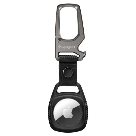 SPIGEN Rugged Armor Odolný přívěsek (pouzdro) na klíče s karabinou pro Apple AirTag, černý