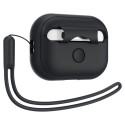 Spigen Silikonové pouzdro Fit Strap pro Apple AirPods Pro 1 / 2 - černé